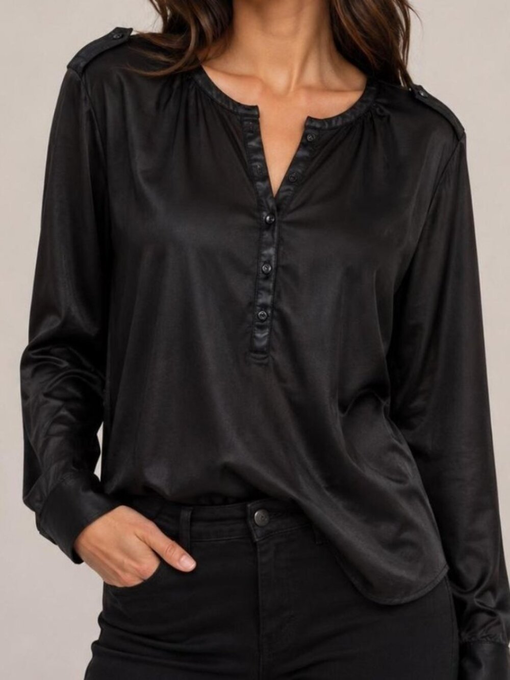 Black Satin Blouse M